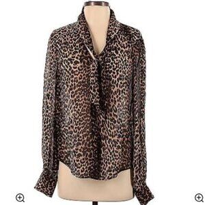 Paige Cleobelle Leopard Print Silk Blouse